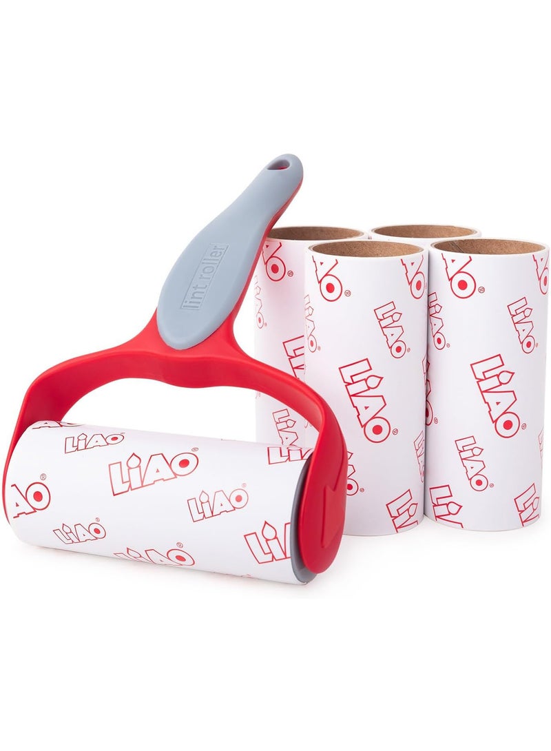 بكرة إزالة الوبر L130013، 25 ورقة × 5 عبوات إعادة تعبئة من لياو، مقاس 19 سم × 11.5 سم × 4.8 سم، رمادي/أحمر